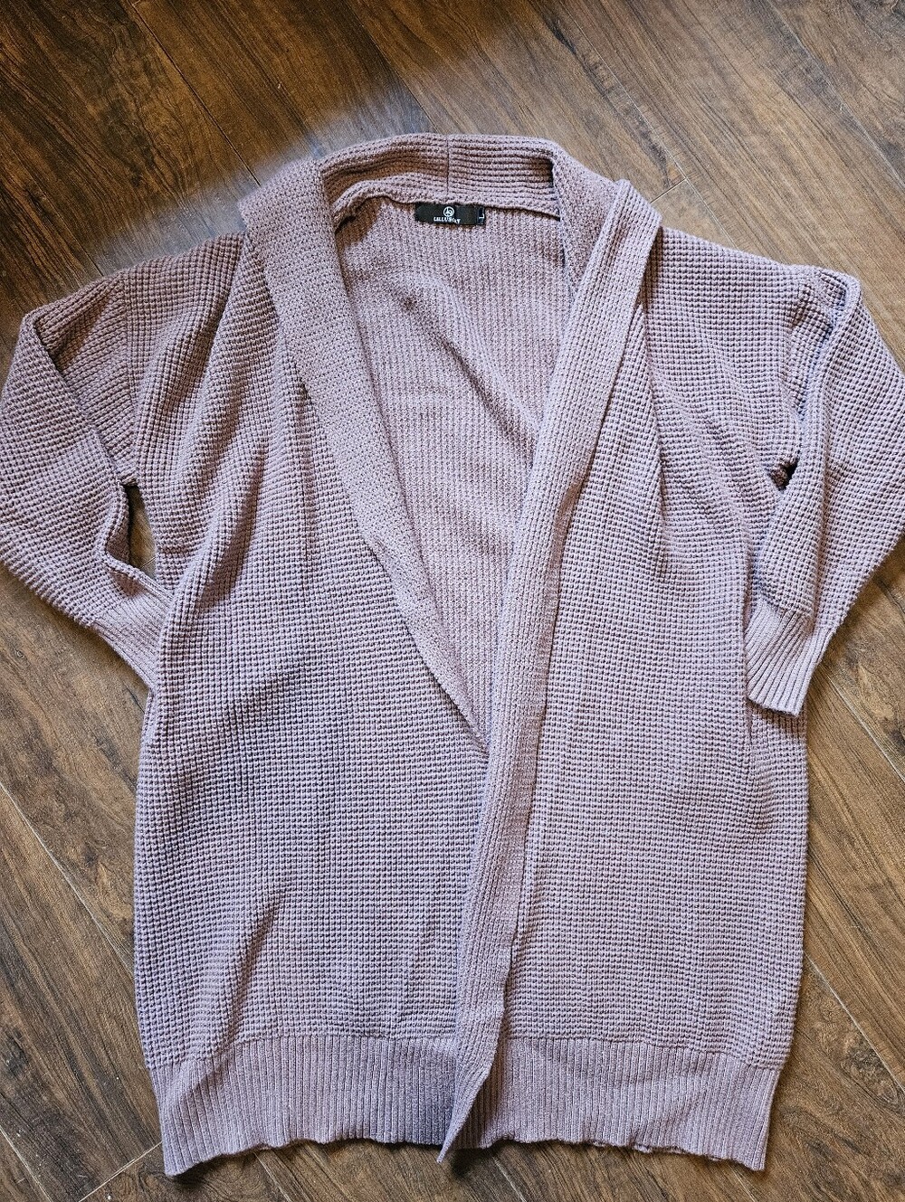 Lillusory Womens Sweater Taupe Solid Open Front Long Sleeve Pockets Large. #J